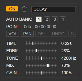 Delay effect and auto bank